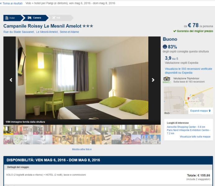 Weekend a Parigi volo da Treviso + 2 notti in Hotel 3